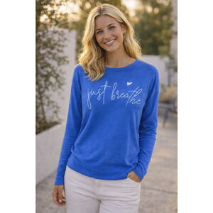 Just Breathe Graphic Pullover TShirt Top Minimalist Lounge Athleisure Relaxed M